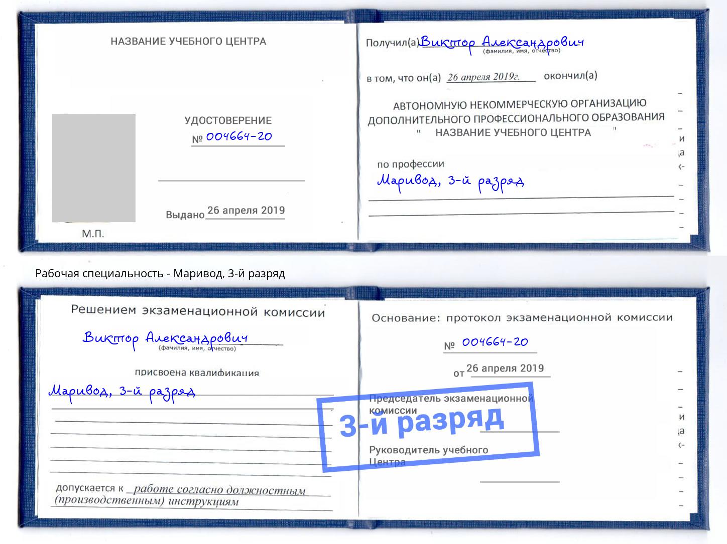 корочка 3-й разряд Маривод Гай