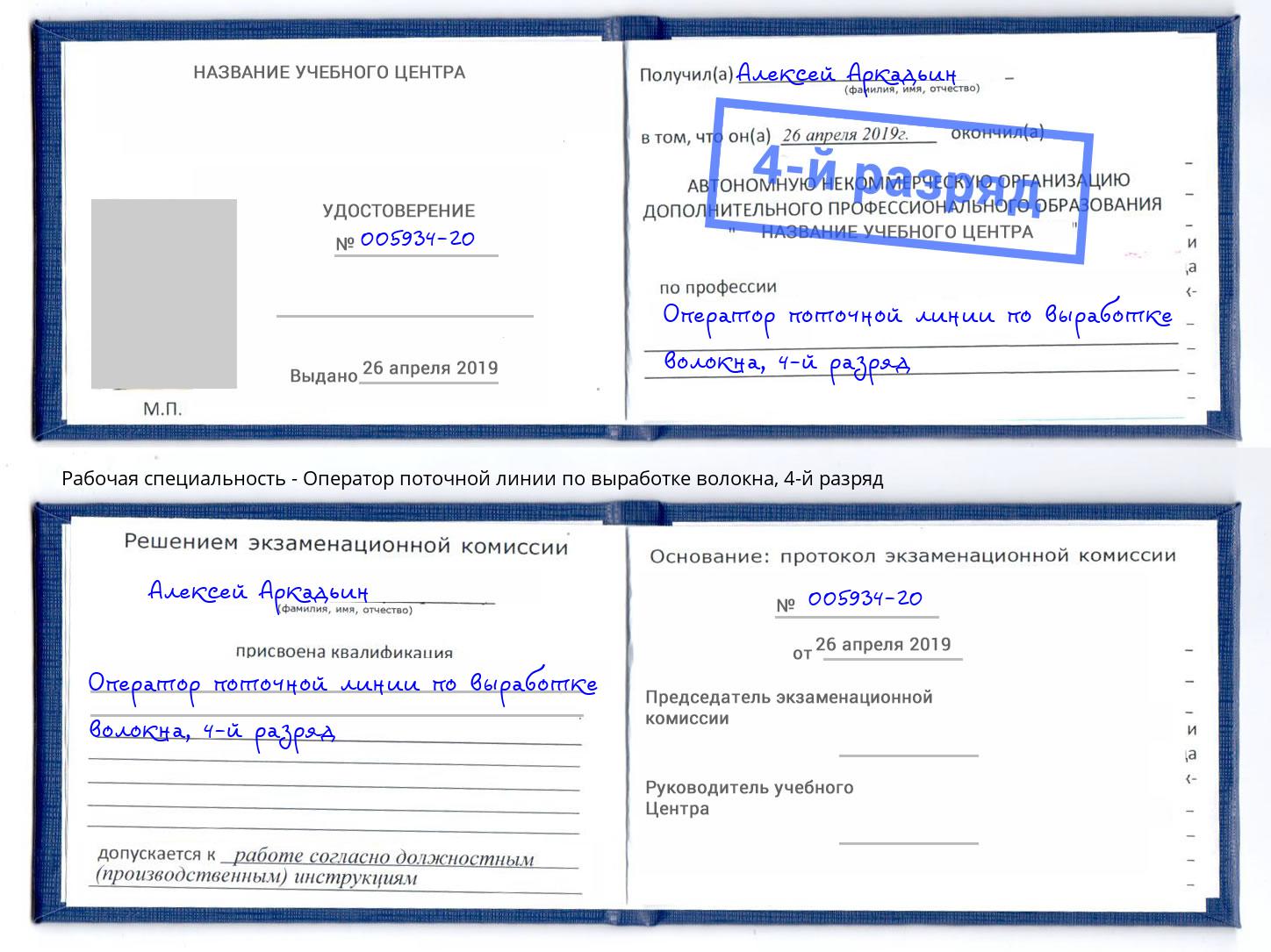 корочка 4-й разряд Оператор поточной линии по выработке волокна Гай